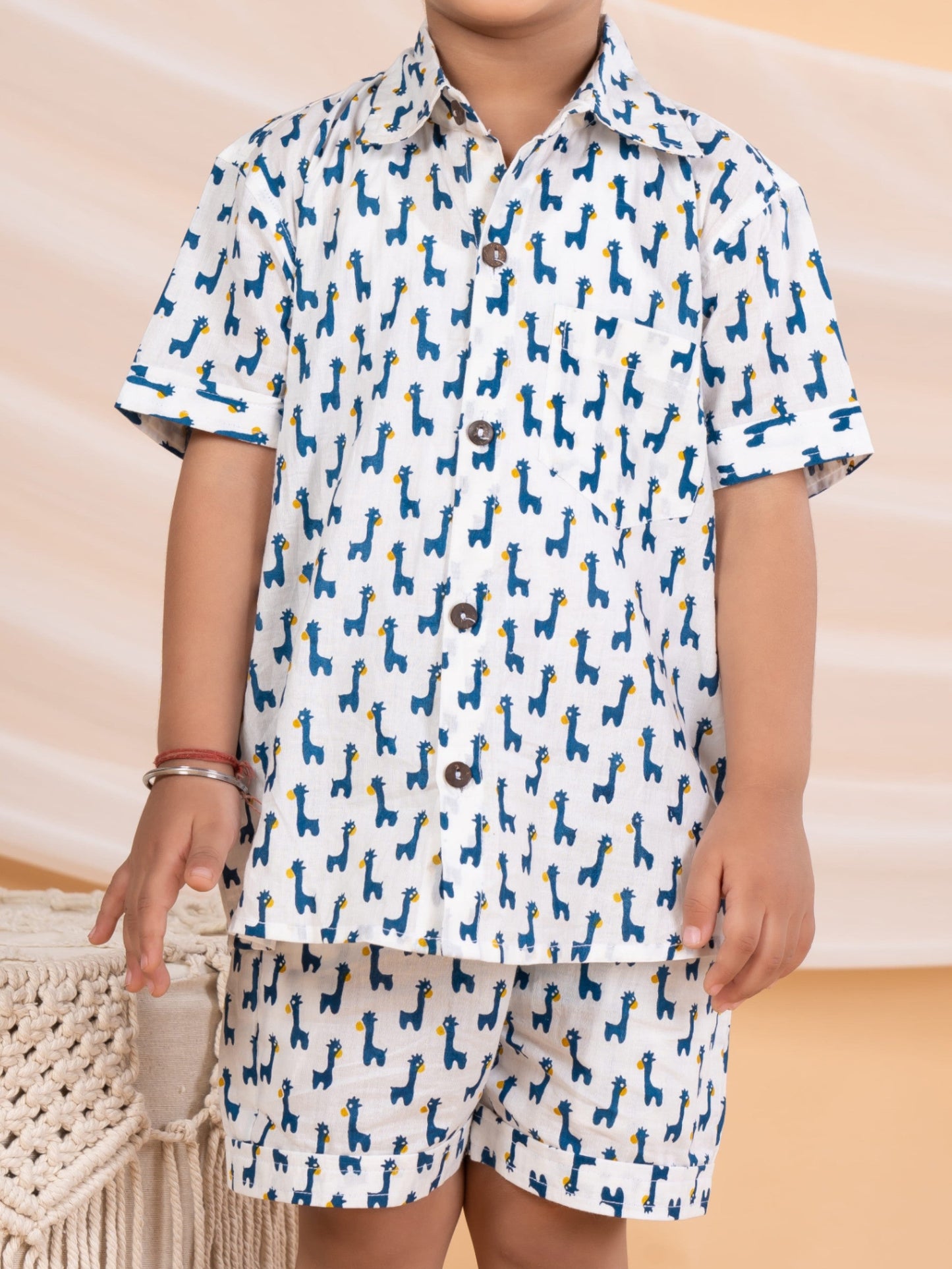Boys Casual Giraffe Print Coord Set
