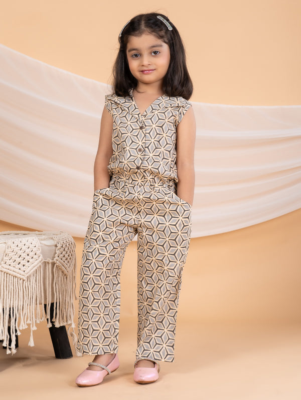 Bebe Unicorn Girls Casual Geometric Print Cotton Jumpsuit