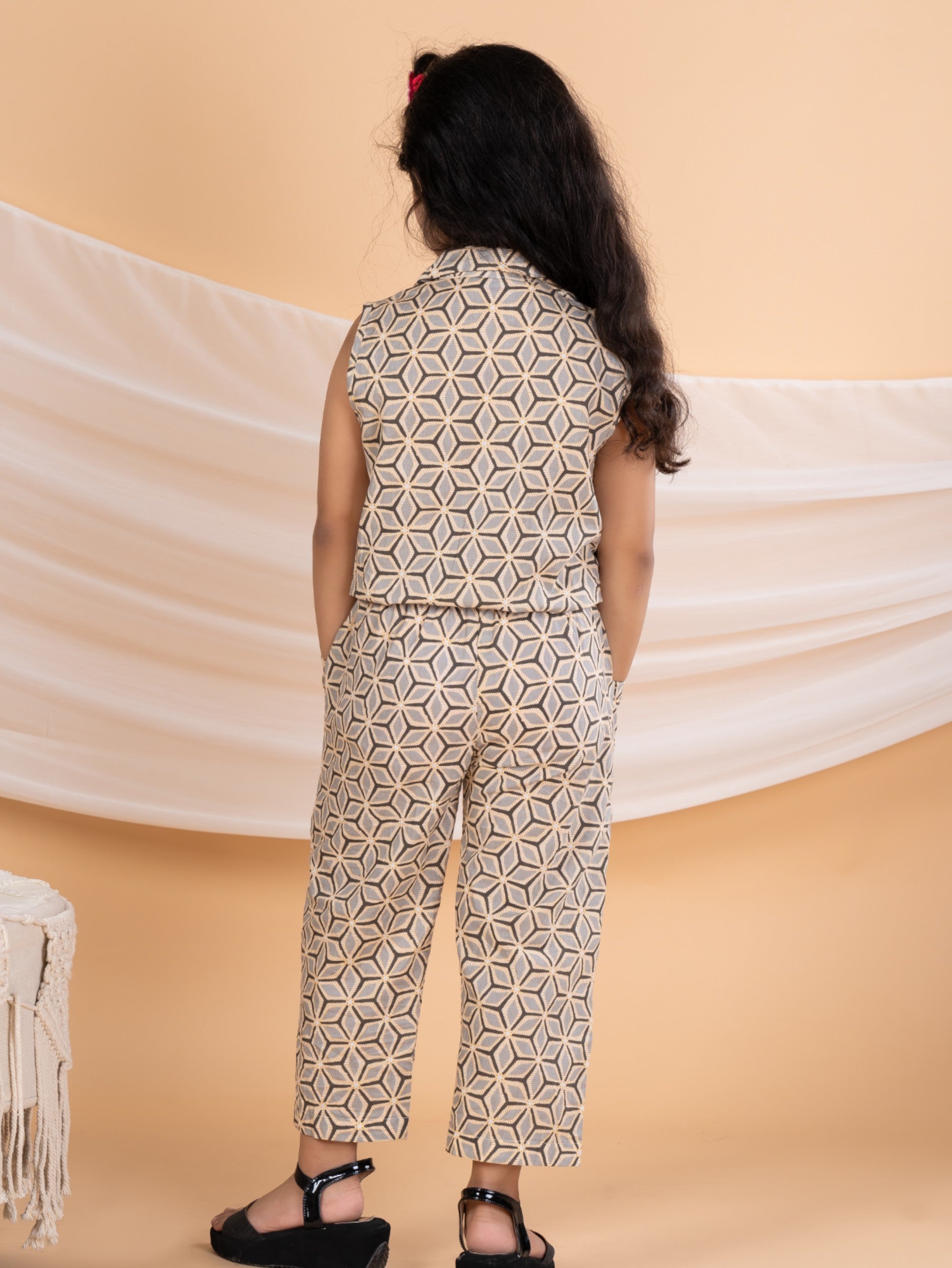 Bebe Unicorn Girls Casual Geometric Print Cotton Jumpsuit