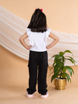 Bebe Unicorn Girls Casual Top and Cargo Pants Set (Black)