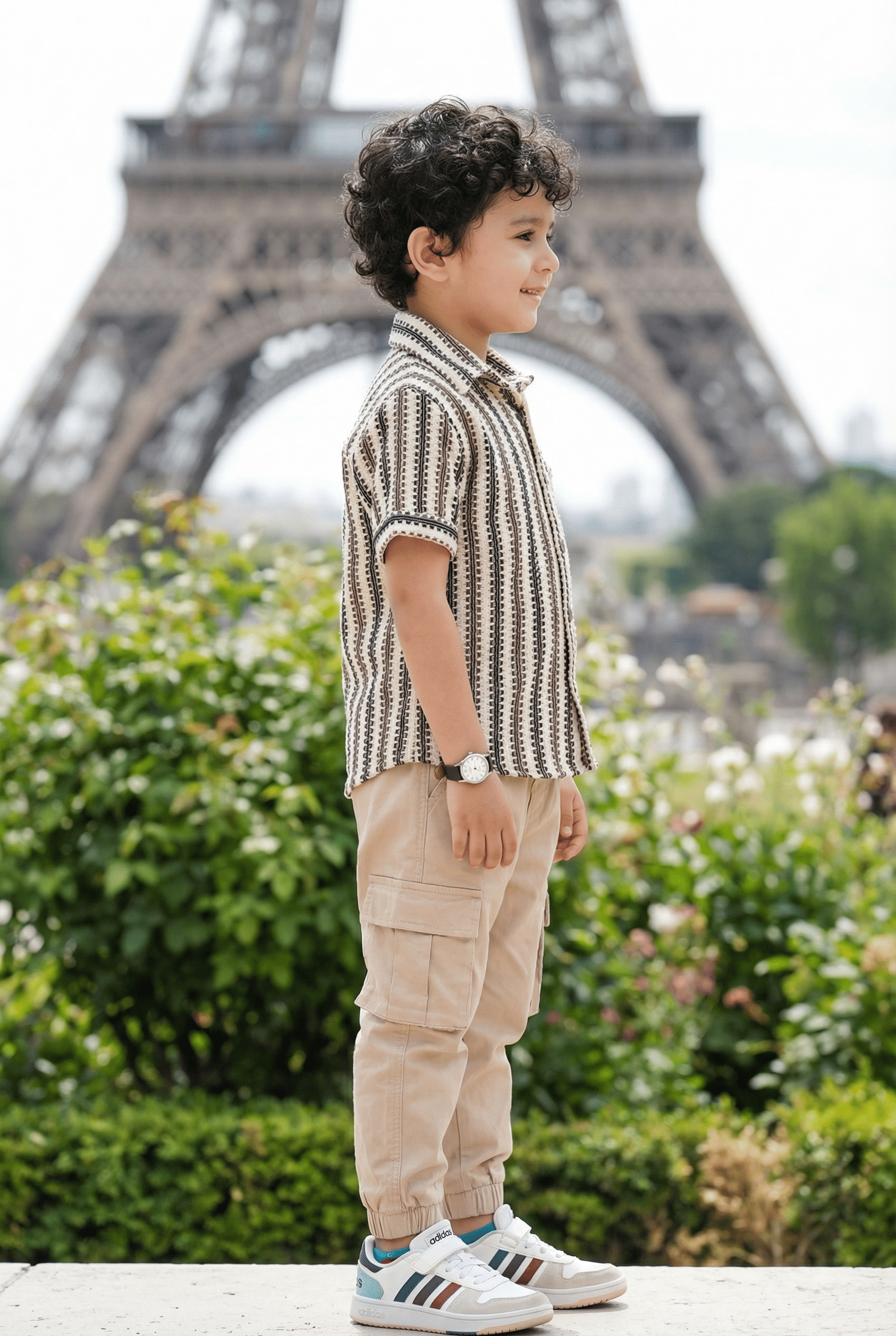 Black & White Printed Half Sleeve Shirt - 4 Year Boy Dress