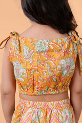 Floral Crop Top & Palazzo Set - Ethnic Party Wear Dress for Girls