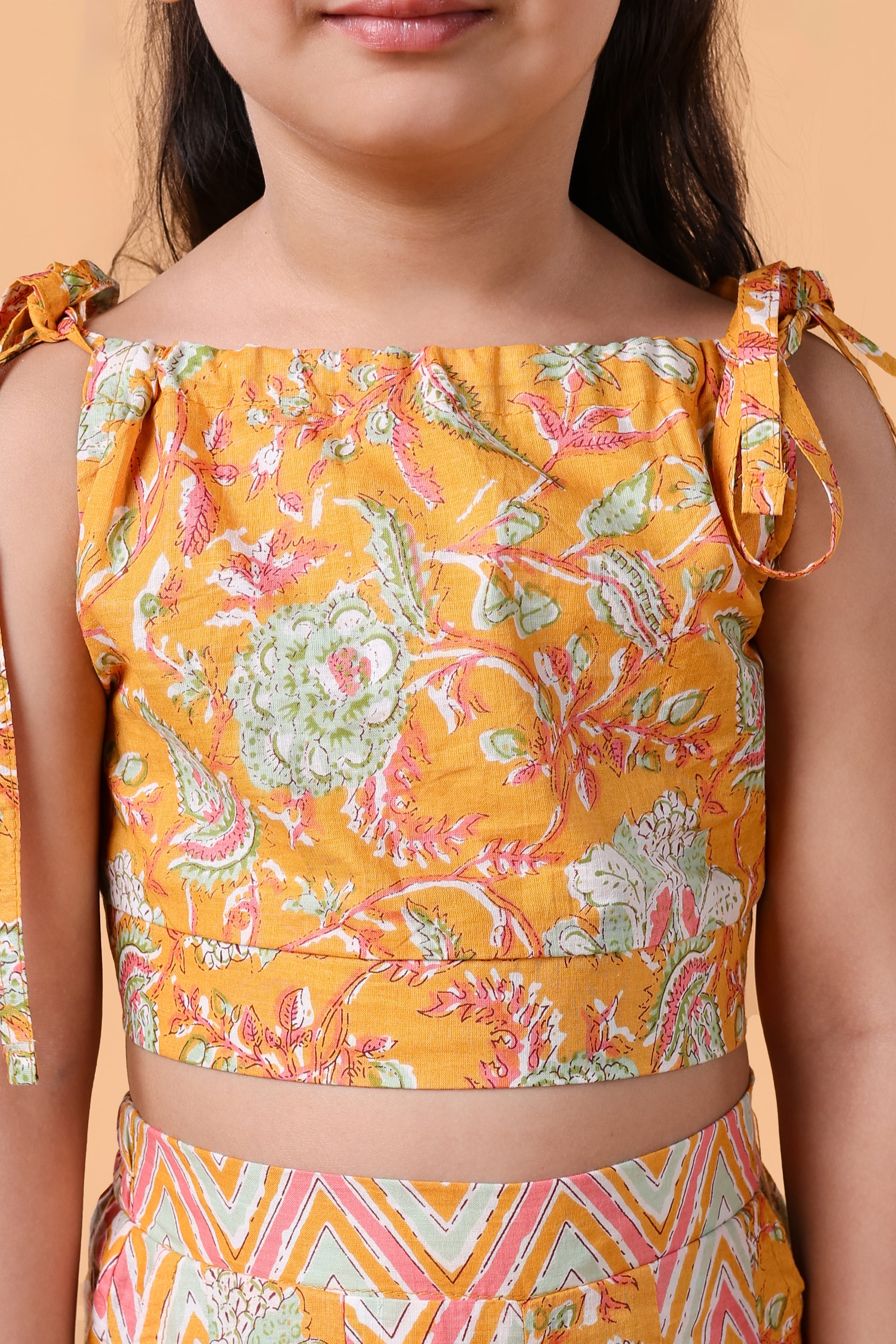 Floral Crop Top & Palazzo Set - Ethnic Party Wear Dress for Girls