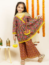 Floral Printed Sharara Set for Girls - Diwali Ethnic Wear
