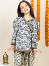 Off-White Floral Cotton Kurta Set - Ethnic Wear for Girls for Rakhi 2025