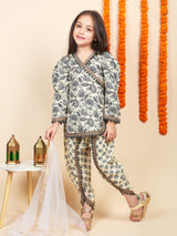 Off-White Floral Cotton Kurta Set - Ethnic Wear for Girls for Rakhi 2025