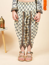 Off-White Floral Cotton Kurta Set - Ethnic Wear for Girls for Rakhi 2025