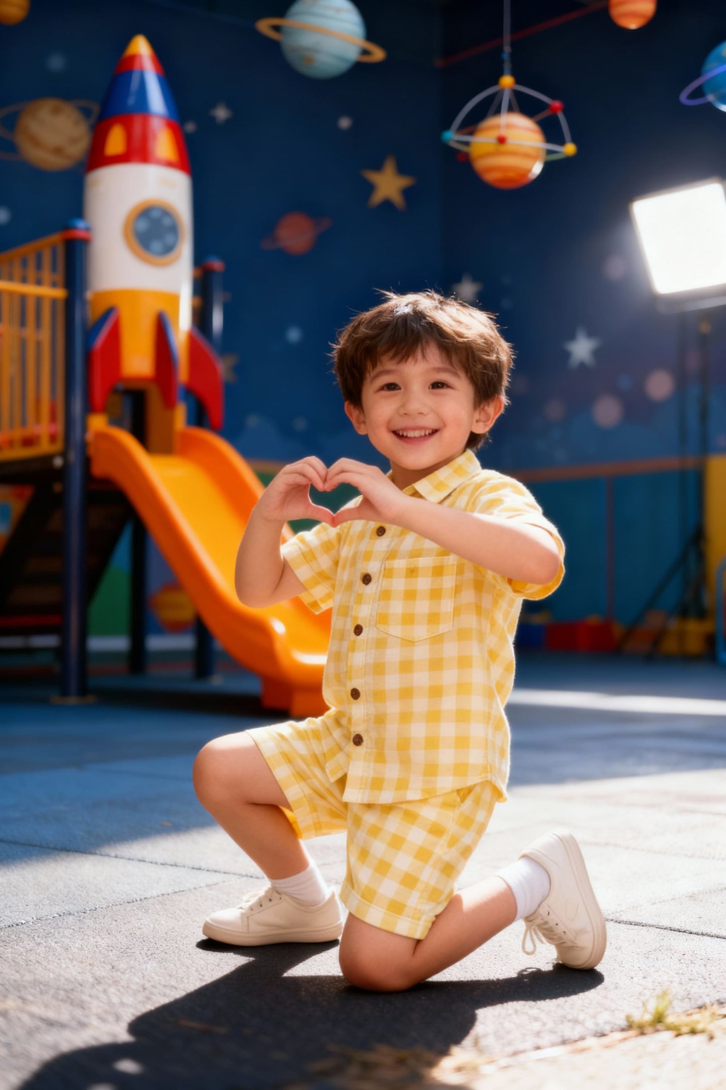 Checks Pure Cambric Cotton Boys Shirt & Shorts Coord Set Clothing Set