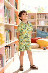 Animal Printed Pure Cotton Boys Shirt & Shorts Coord Set Clothing Set