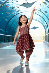 Maroon Kurti Dhoti Set - Rakhi Outfit