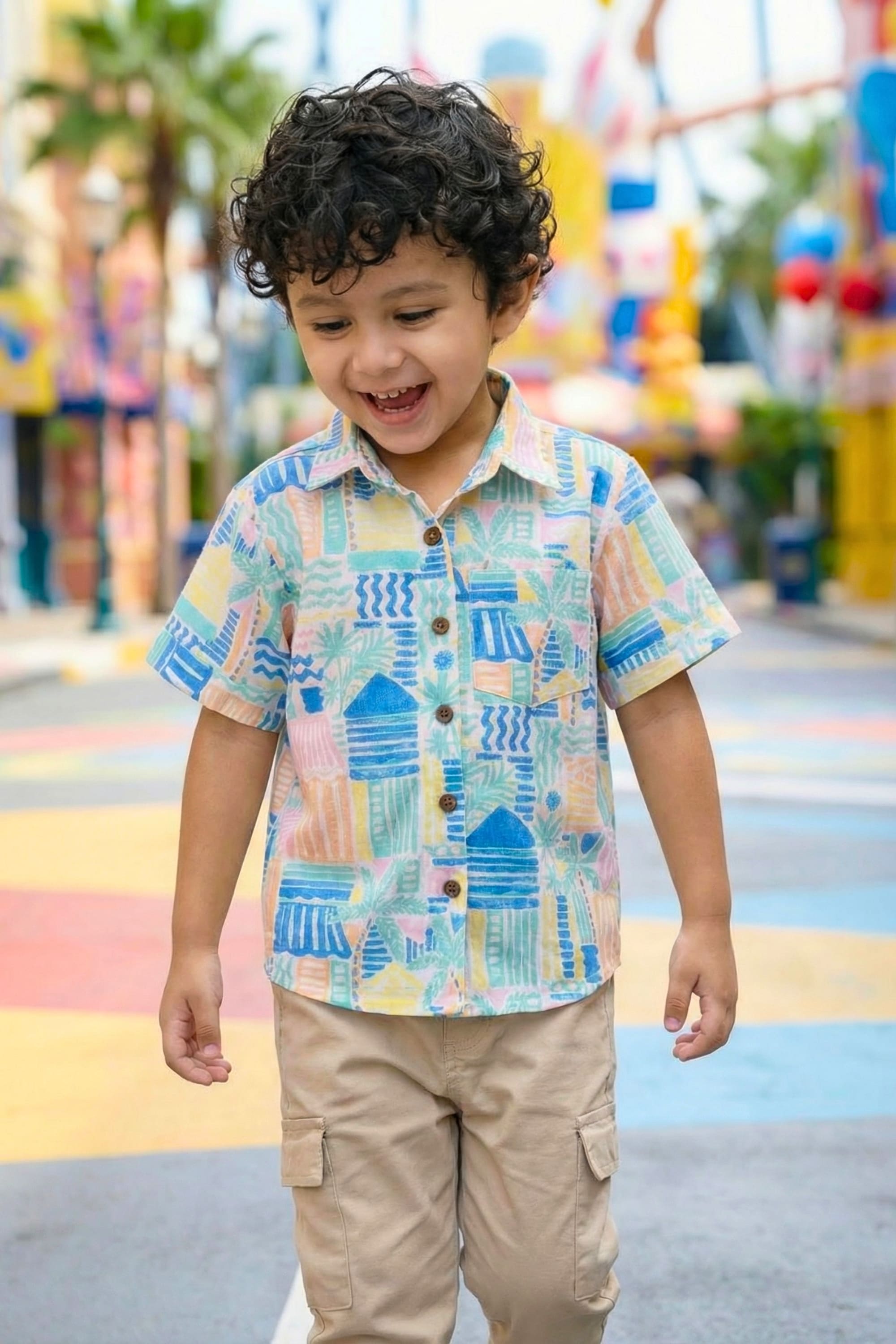 Multicolor Printed Shirt - Fun 4 Year Boy Dress