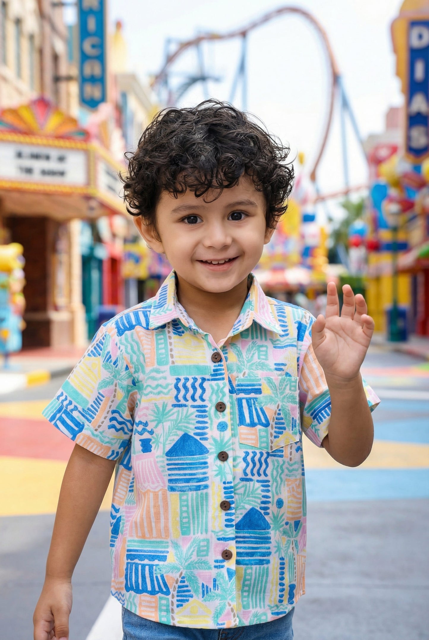 Multicolor Printed Shirt - Fun 4 Year Boy Dress
