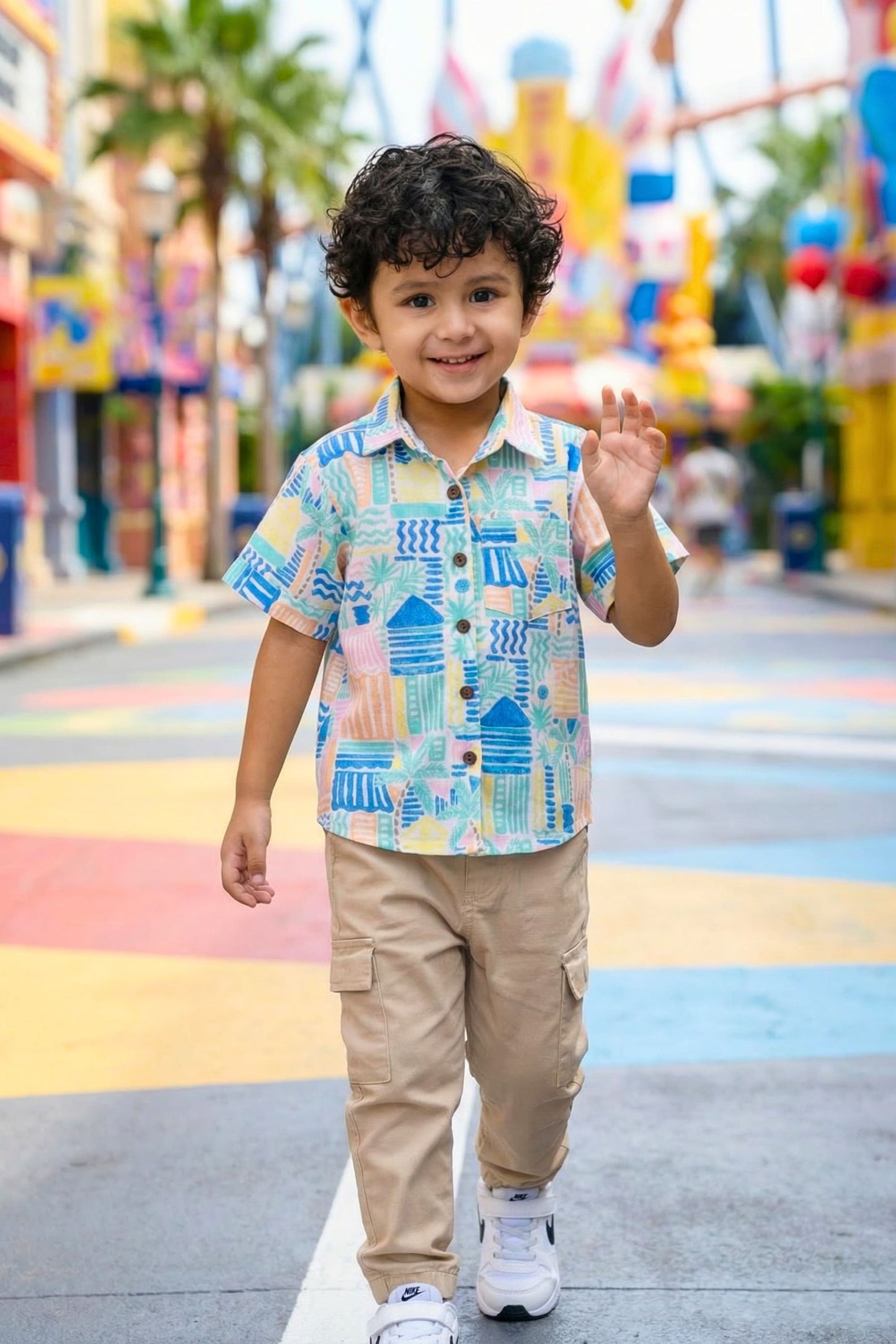 Multicolor Printed Shirt - Fun 4 Year Boy Dress