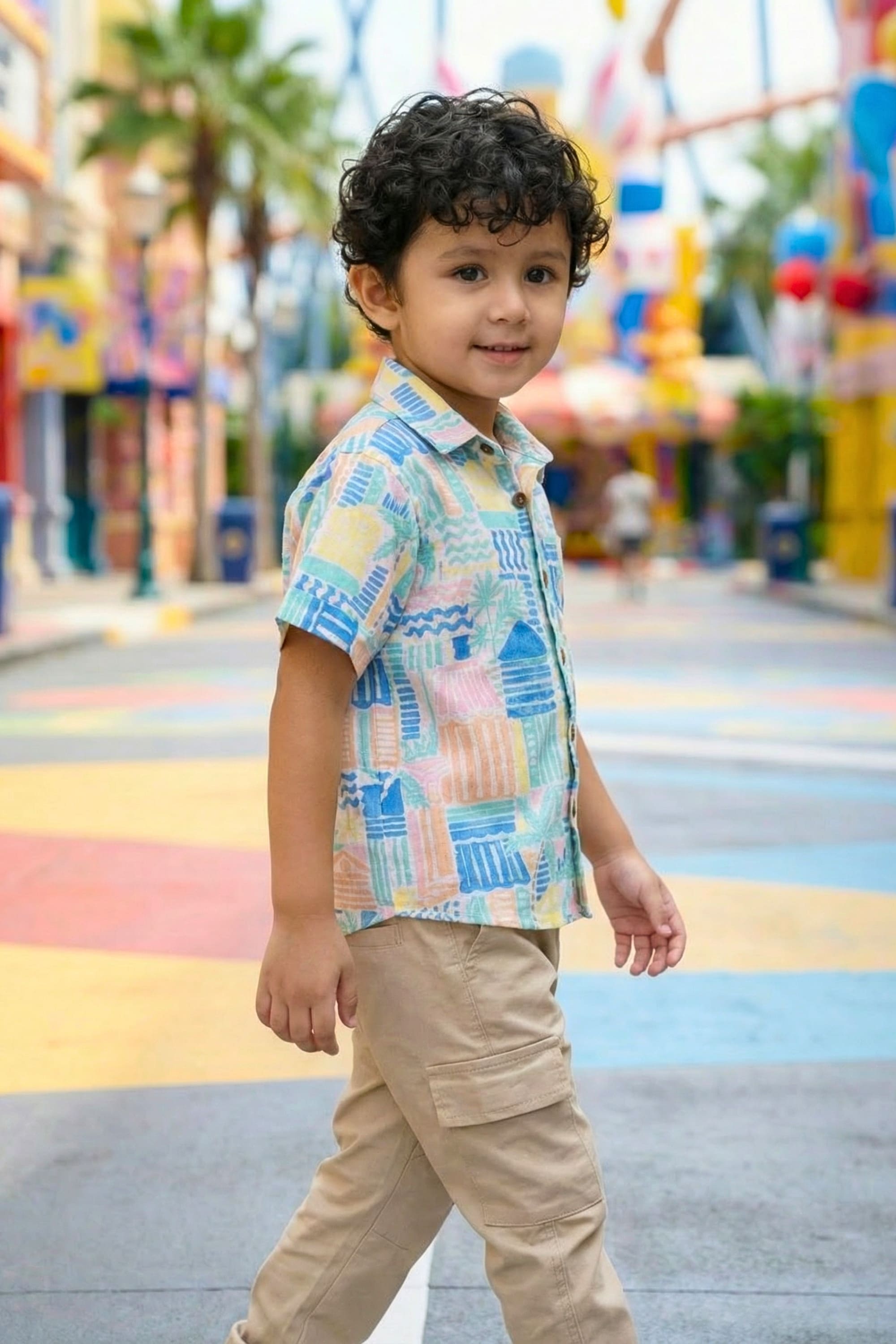 Multicolor Printed Shirt - Fun 4 Year Boy Dress