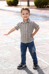 Black & White Printed Half Sleeve Shirt - 4 Year Boy Dress