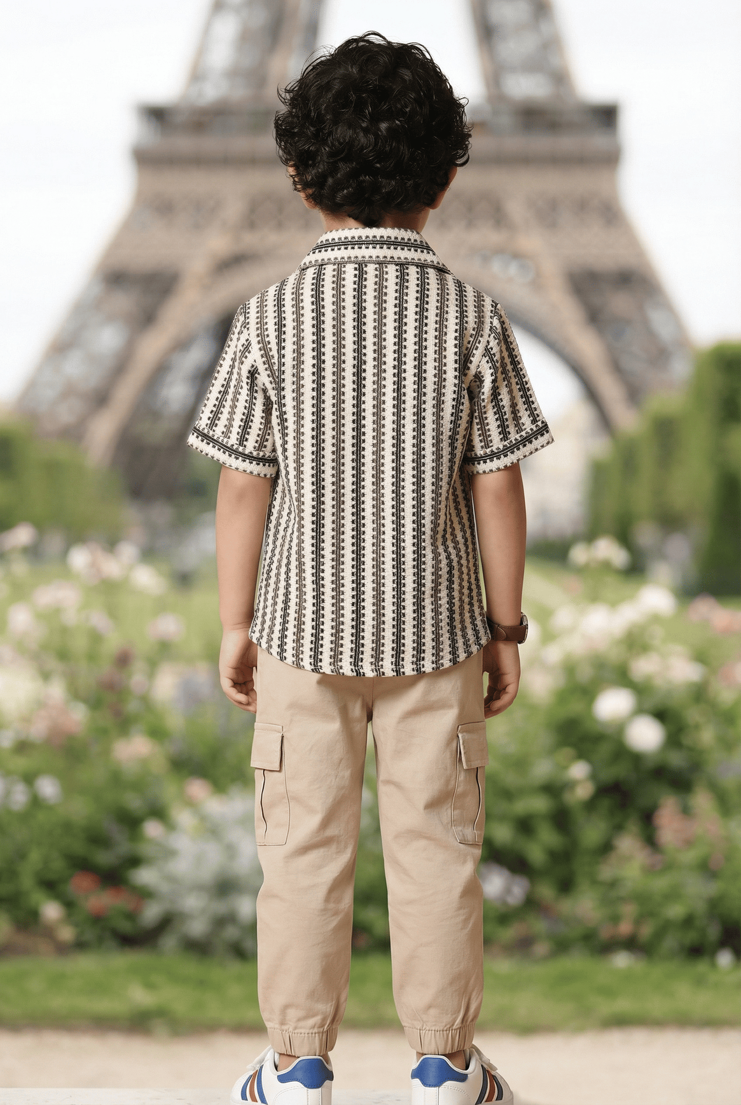 Black & White Printed Half Sleeve Shirt - 4 Year Boy Dress