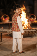 Mandarin Collar Pure Cotton Straight Kurta with Trouser and Jacket