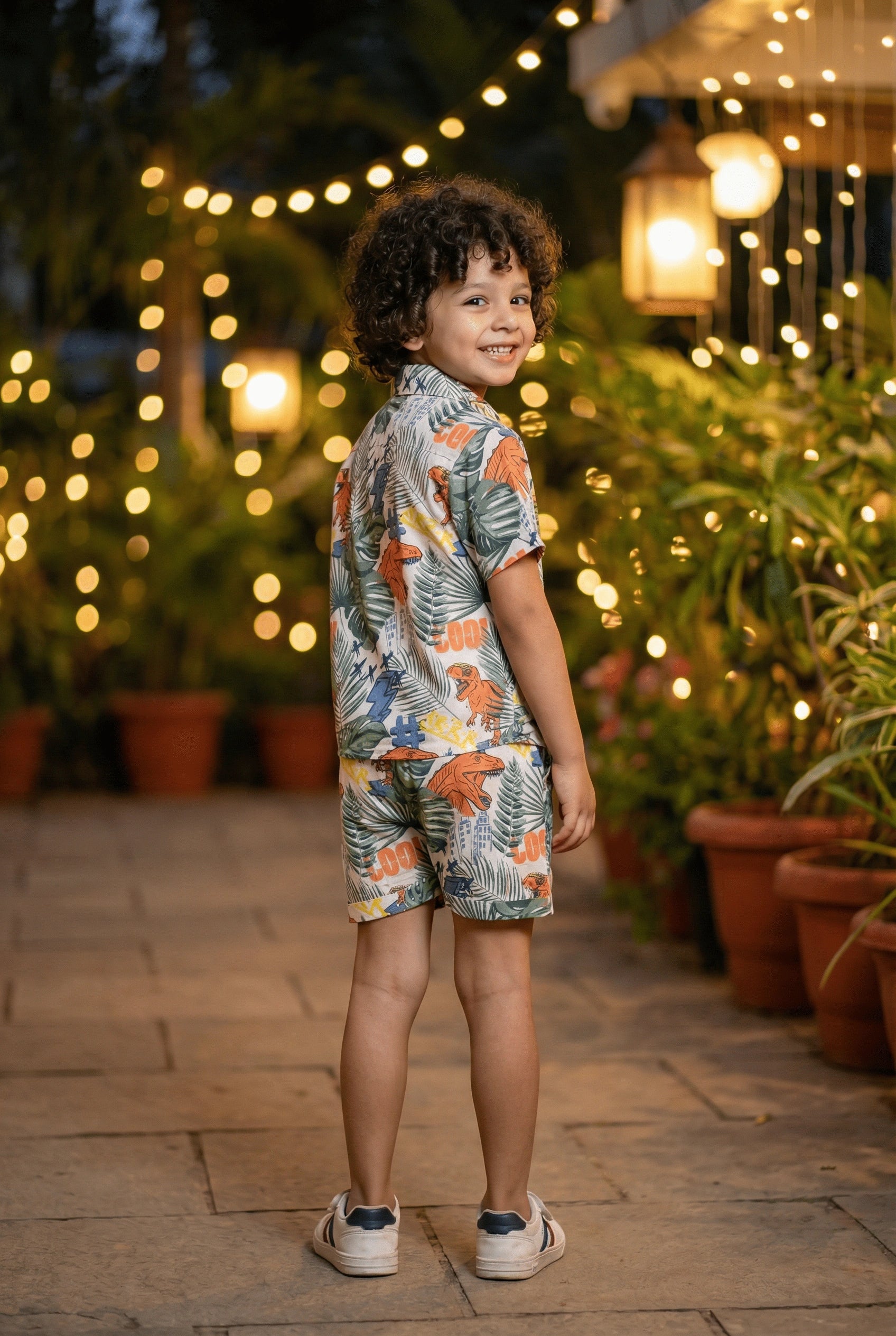 Dino Printed Pure Cotton Boys Shirt & Shorts Coord Set Clothing Set