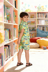 Animal Printed Pure Cotton Boys Shirt & Shorts Coord Set Clothing Set