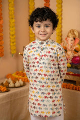 Boys Kurta and Pants Set Off-White Color
