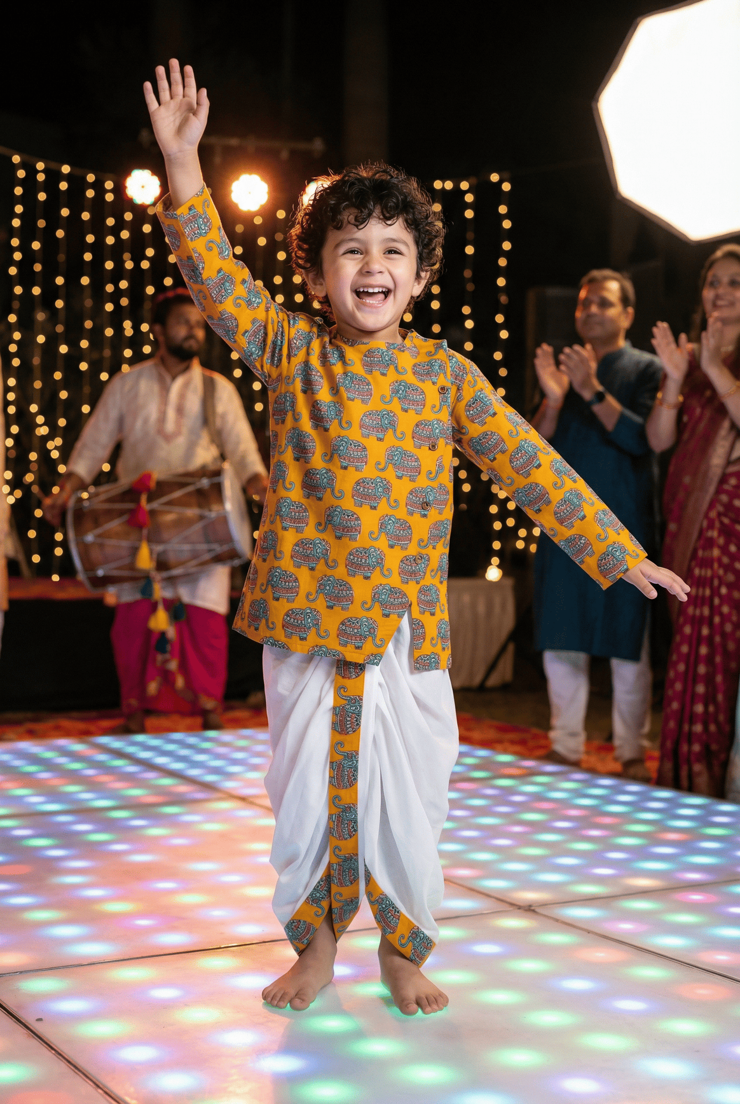 Yellow Kurta Dhoti ensemble