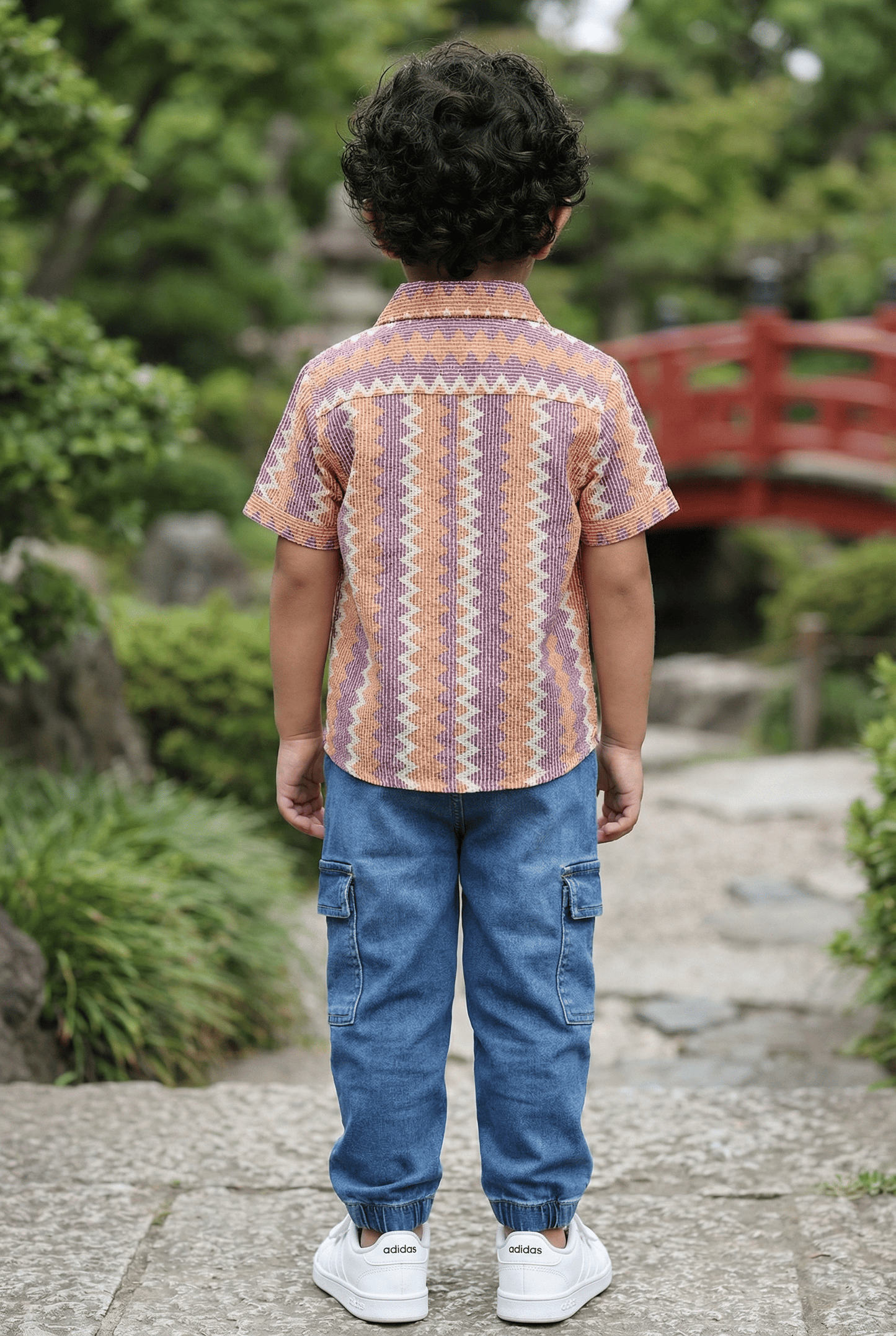 Zig-Zag Orange & Purple Shirt - Stylish Kids Dress for Boys