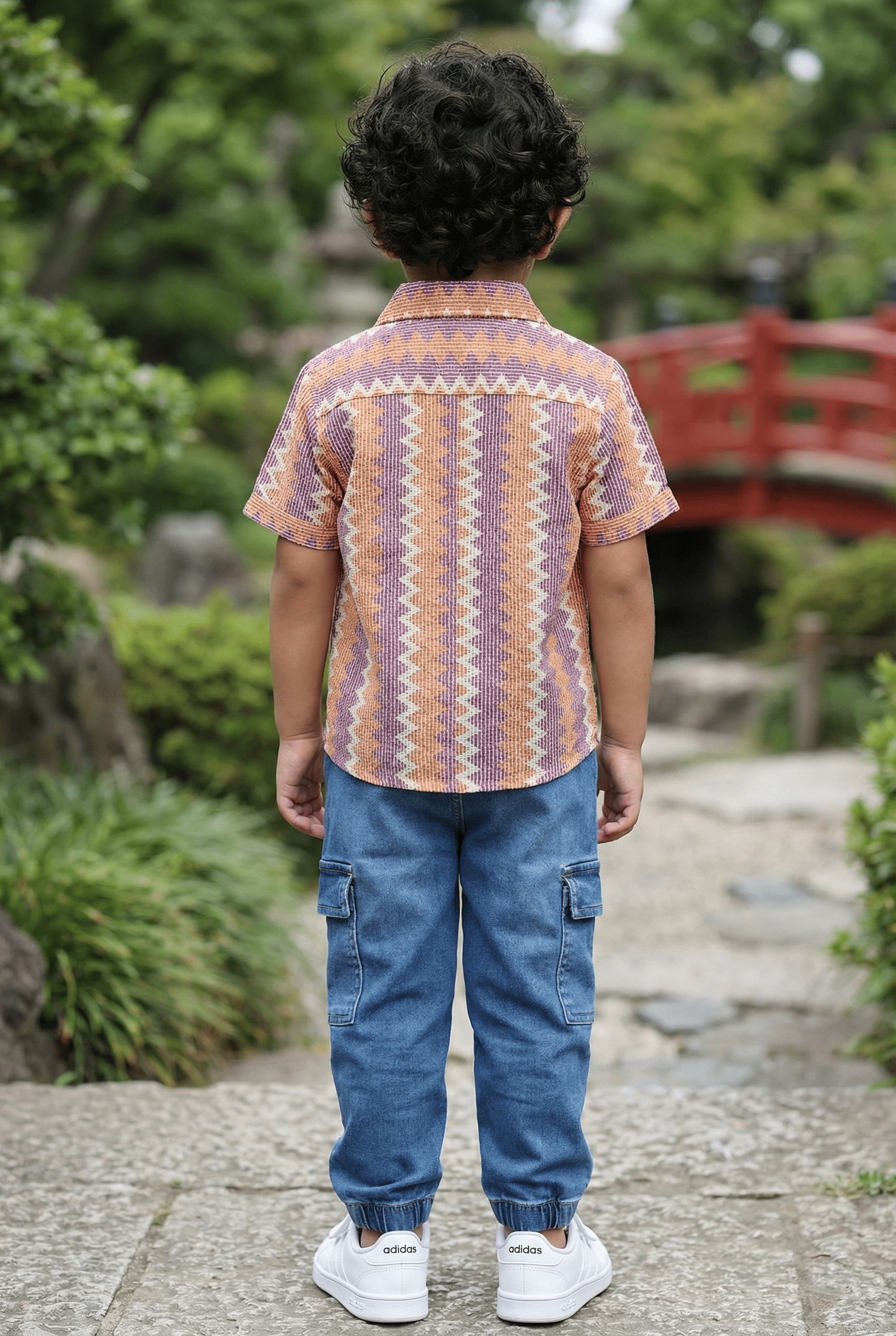 Zig-Zag Orange & Purple Shirt - Stylish Kids Dress for Boys