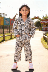 Girls Leopard Print Co-ord Set | Long-Sleeve Top & Pants