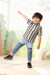 Black Zig-Zag Shirt - Trendy Kids Dress for Boys