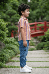 Zig-Zag Orange & Purple Shirt - Stylish Kids Dress for Boys