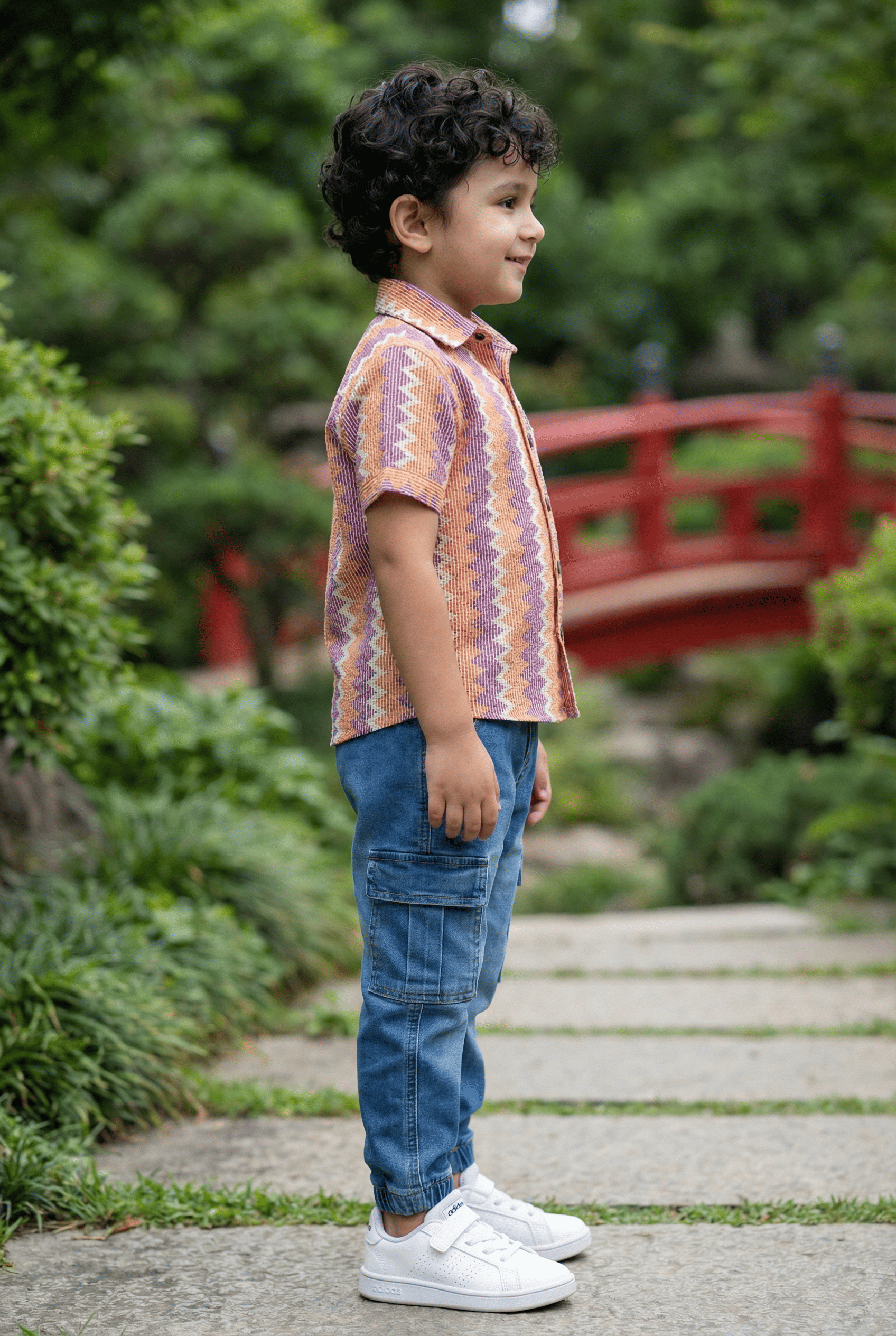 Zig-Zag Orange & Purple Shirt - Stylish Kids Dress for Boys