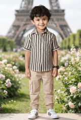 Black & White Printed Half Sleeve Shirt - 4 Year Boy Dress