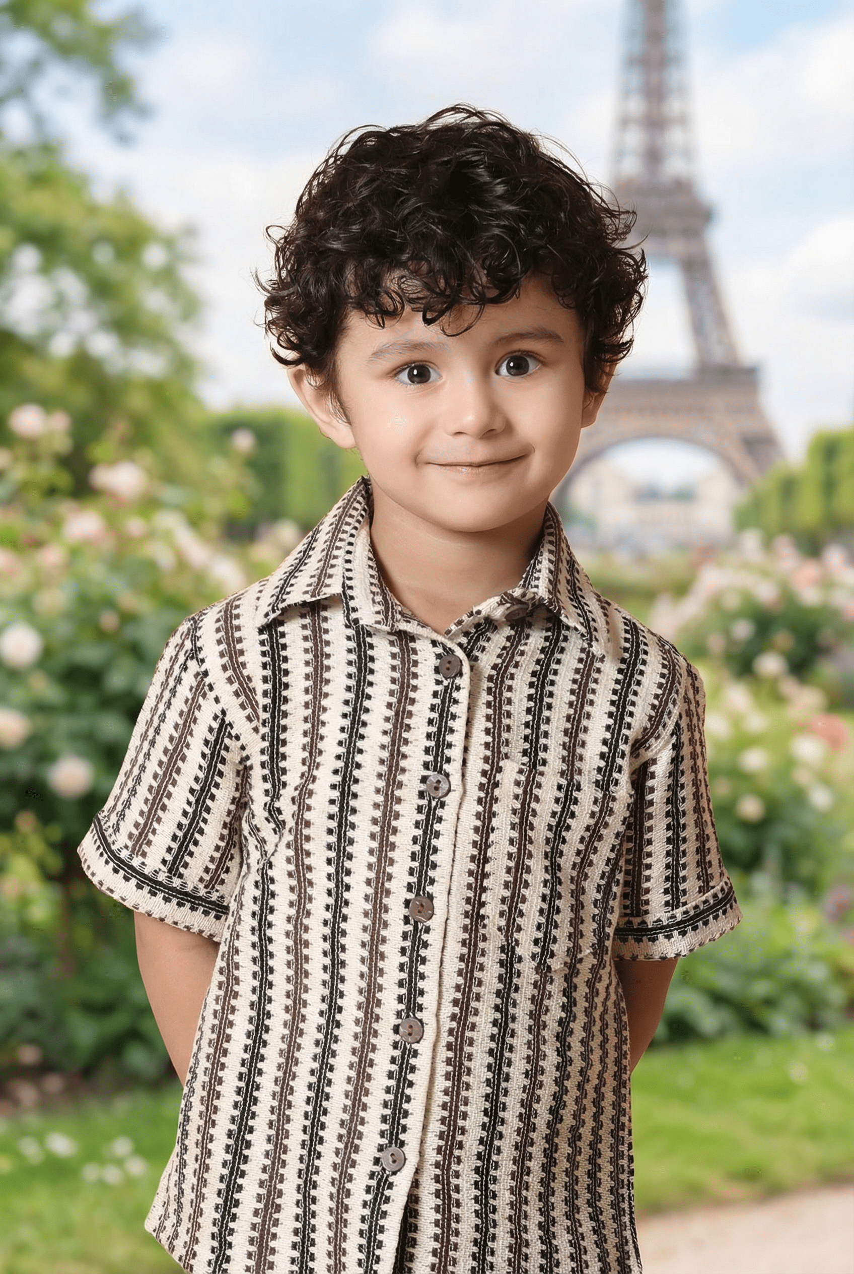 Black & White Printed Half Sleeve Shirt - 4 Year Boy Dress