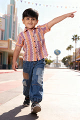 Zig-Zag Orange & Purple Shirt - Stylish Kids Dress for Boys