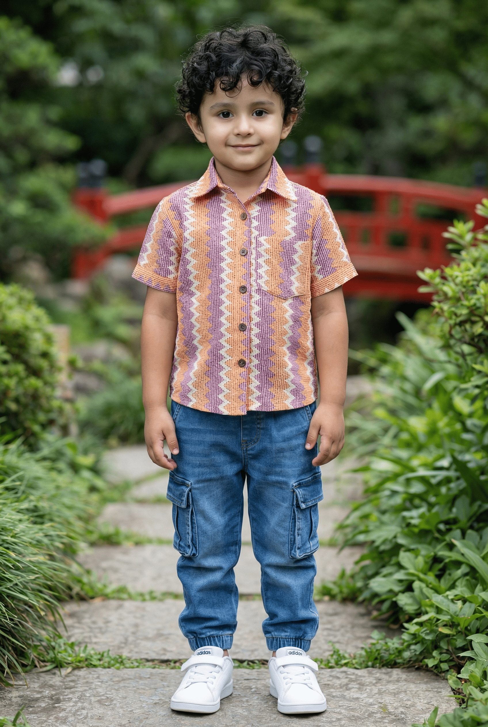 Zig-Zag Orange & Purple Shirt - Stylish Kids Dress for Boys
