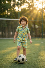 Animal Printed Pure Cotton Boys Shirt & Shorts Coord Set Clothing Set