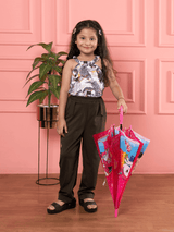Bebe Unicorn Girls Floral Print Halter Neck Top & Olive Pants Clothing Set - Bebe Unicorn