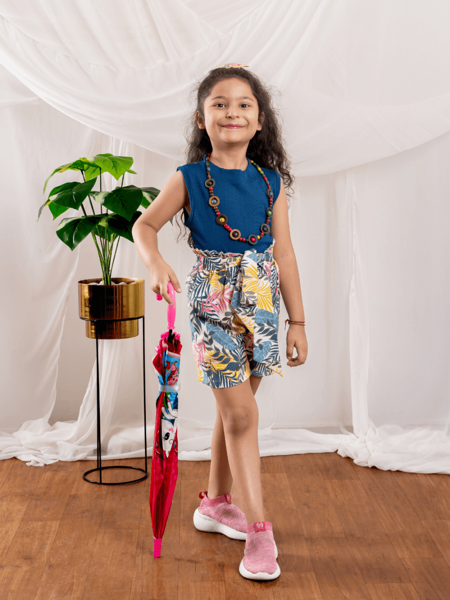 Bebe Unicorn Girls Floral Shorts & Air Force Top Clothing Set - Bebe Unicorn