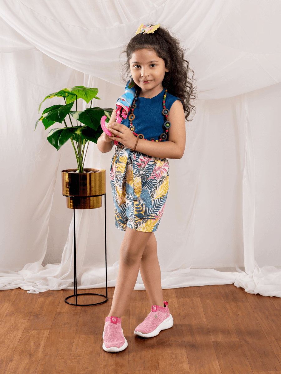 Bebe Unicorn Girls Floral Shorts & Air Force Top Clothing Set - Bebe Unicorn