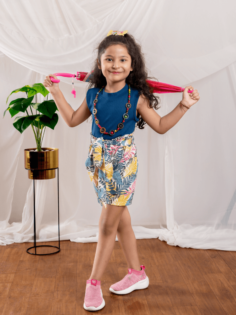 Bebe Unicorn Girls Floral Shorts & Air Force Top Clothing Set - Bebe Unicorn