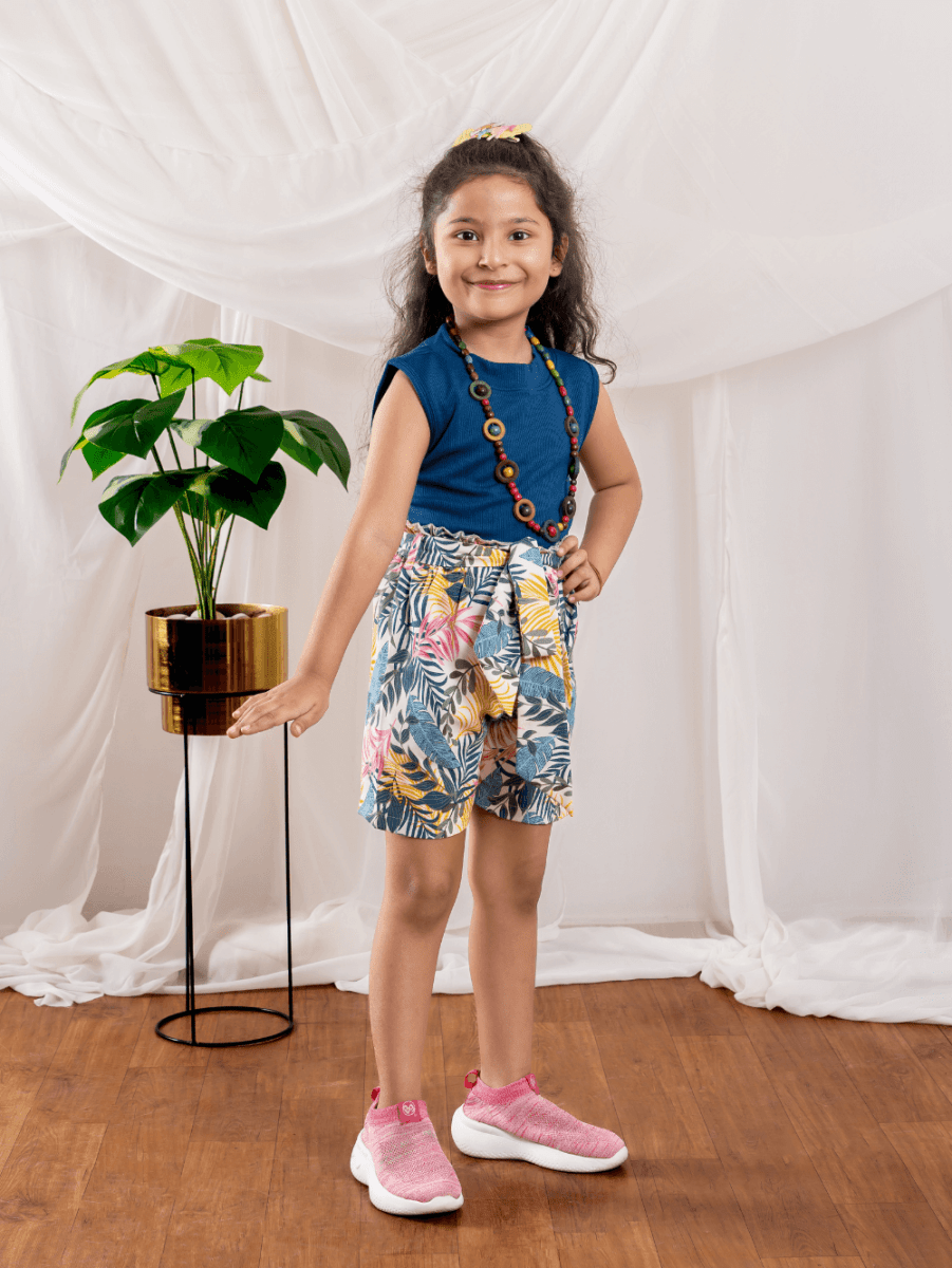 Bebe Unicorn Girls Floral Shorts & Air Force Top Clothing Set - Bebe Unicorn