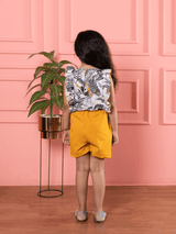Bebe Unicorn Girls Yellow Shorts & Floral Printed Frilled Top Clothing Set - Bebe Unicorn