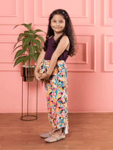 Bebe Unicorn Multicolor Palazzo & Wine Top Clothing Set - Bebe Unicorn