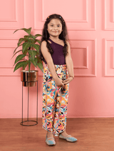 Bebe Unicorn Multicolor Palazzo & Wine Top Clothing Set - Bebe Unicorn