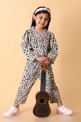 Detail – buttoned shirt, soft feel fabric girls coord set