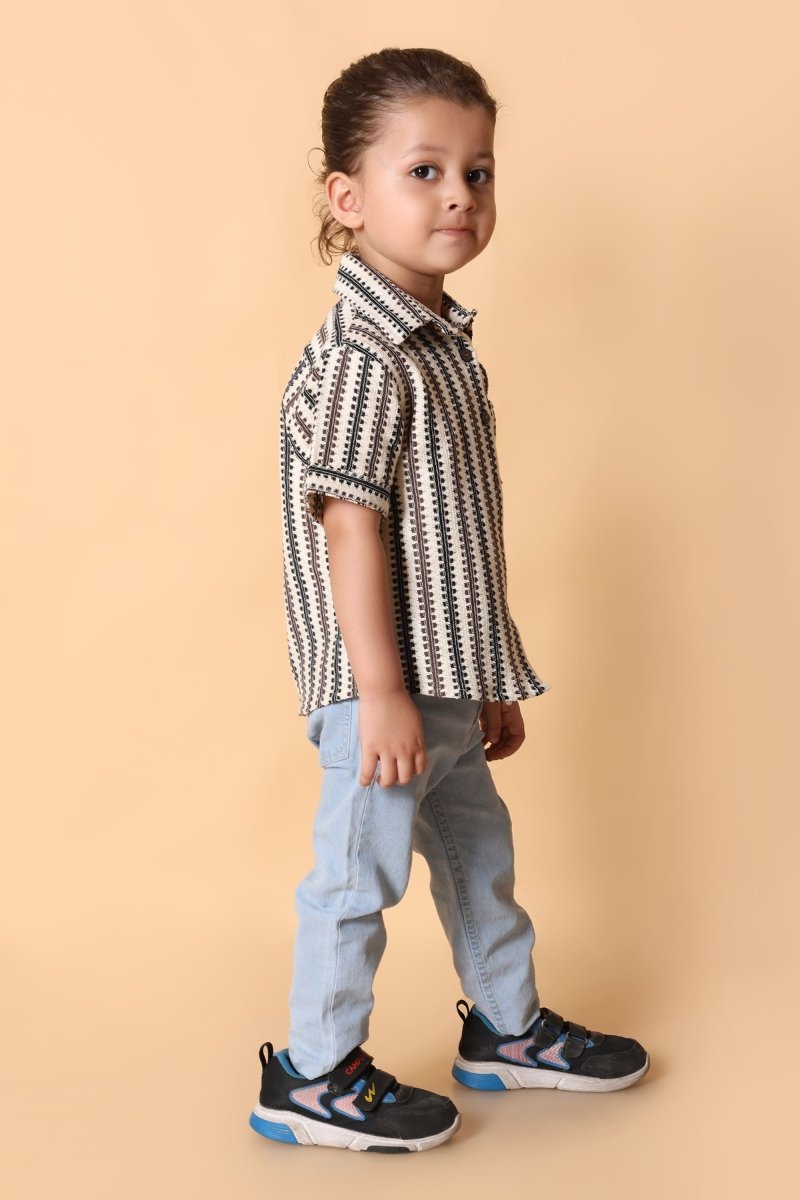 Black & White Printed Half Sleeve Shirt – 4 Year Boy Dress - Bebe Unicorn