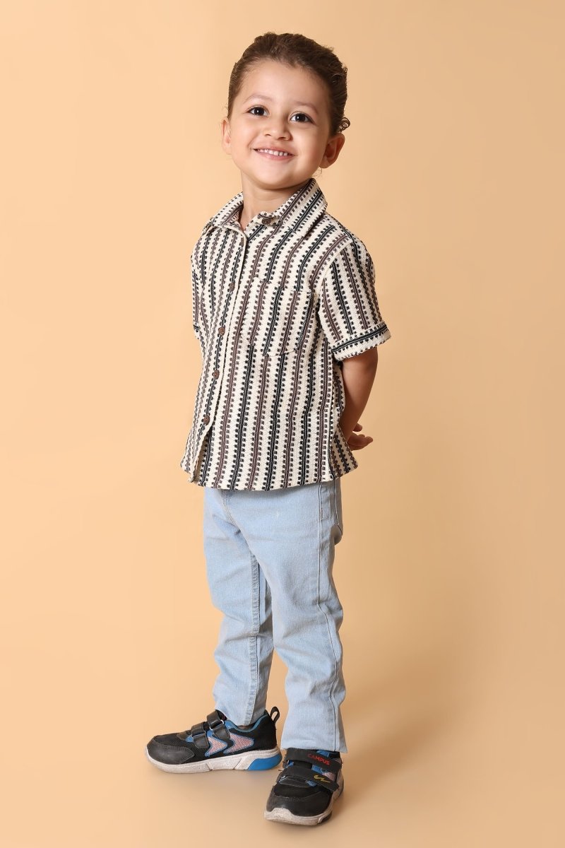 Black & White Printed Half Sleeve Shirt – 4 Year Boy Dress - Bebe Unicorn