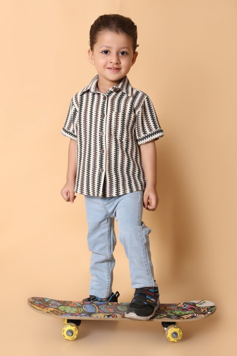 Black & White Printed Half Sleeve Shirt – 4 Year Boy Dress - Bebe Unicorn