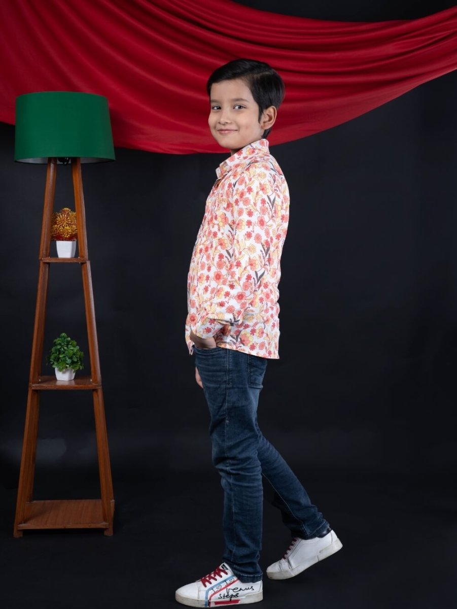 Blooms Galore: Boys' Multicolor Flowers Printed Shirt - Bebe Unicorn