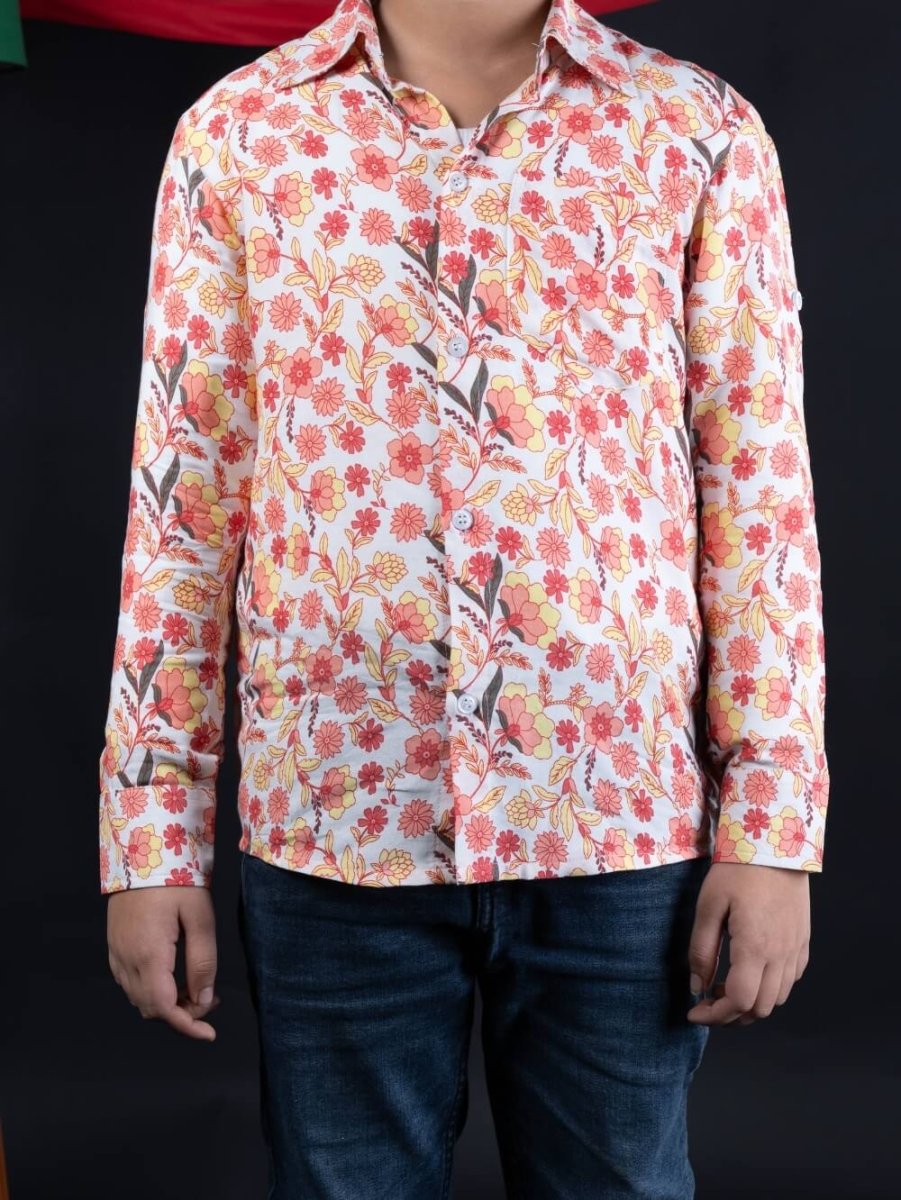 Blooms Galore: Boys' Multicolor Flowers Printed Shirt - Bebe Unicorn